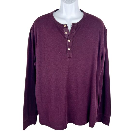 Goodfellow & Co Long Sleeve Shirt Men 2XL Burgundy Henley Knit Pullover - Picture 1 of 12